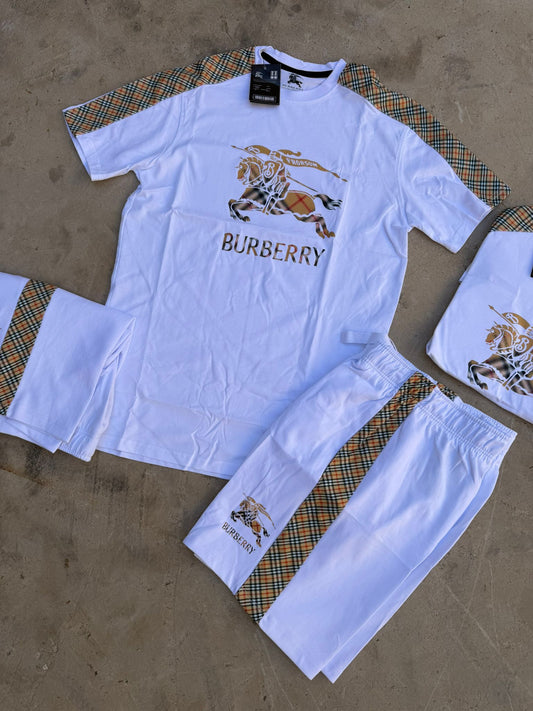 Conjunto corto burberry blanco logo tricolor