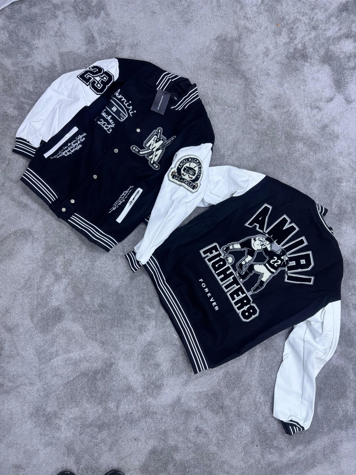 Chaqueta AMIRI negro logo negro y blanco