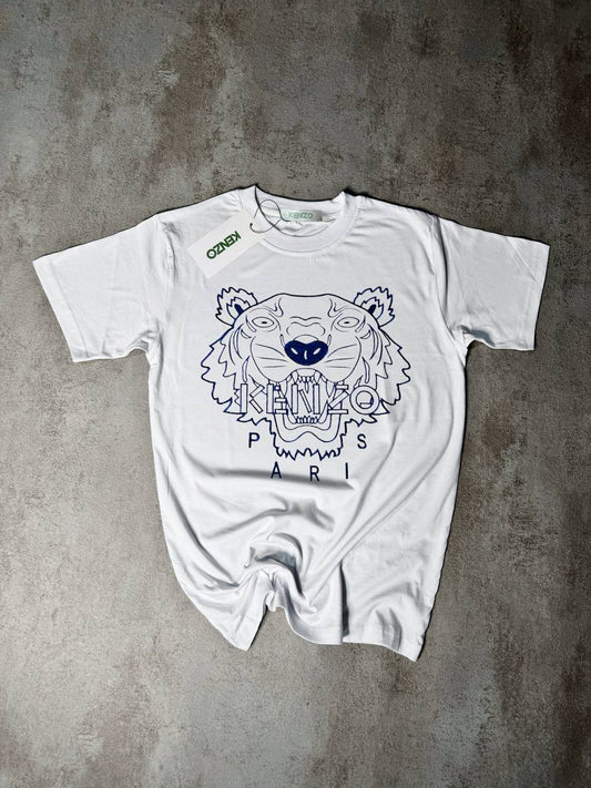 Camiseta Kenzo blanco logo contorno azul