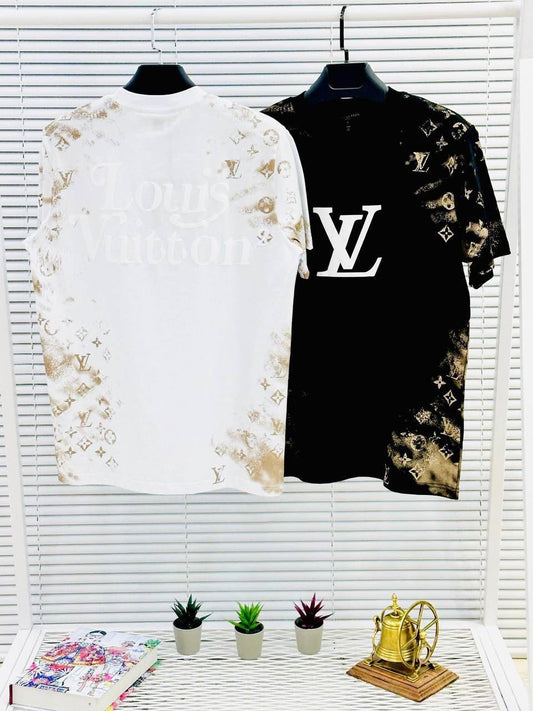 Camiseta LV blanco logo blanco detalles dorados