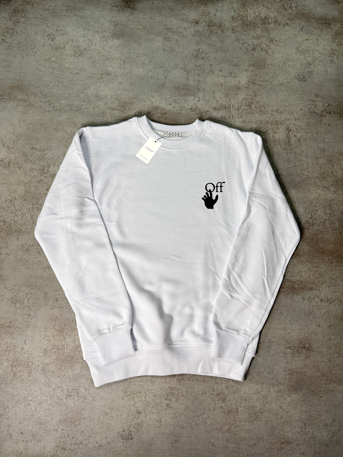 Sudadera OFF WHITE blanca logo negro mano