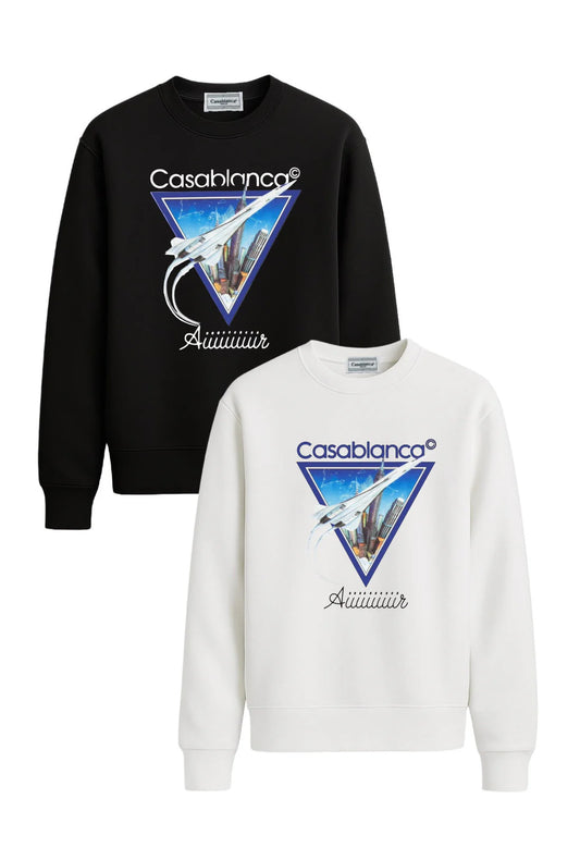 Sudadera CASABLANCA negro logo blanco avion