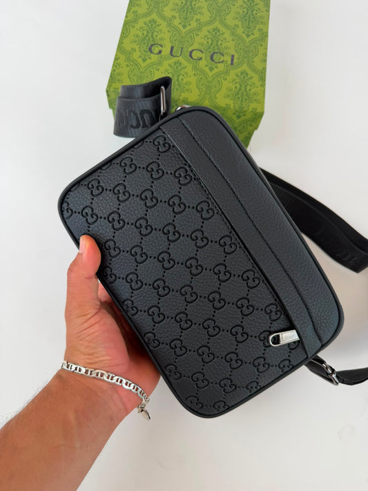 Bandolera Hombre Gucci negra logos