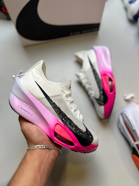 NIKE AIR ZOOM ALPHAFLY NEXT % blanco logo negro detalles rosas