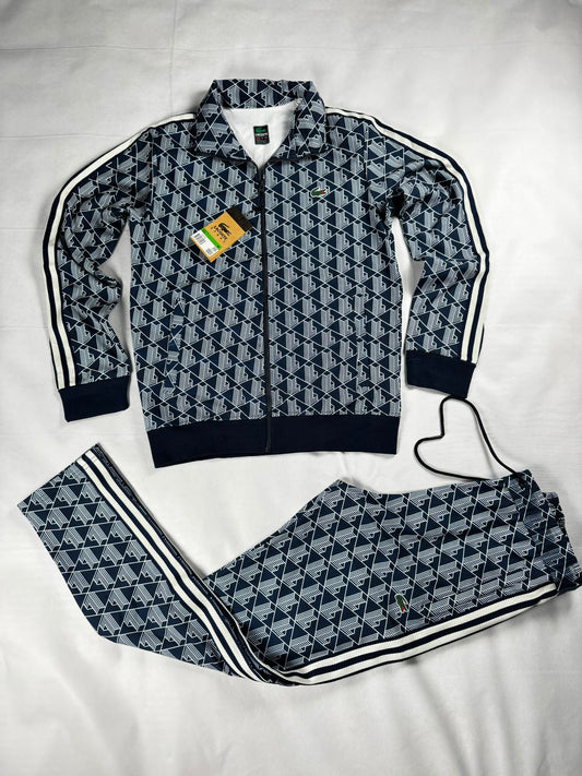 Chandal lacoste azul logo verde lineas negras y blancas