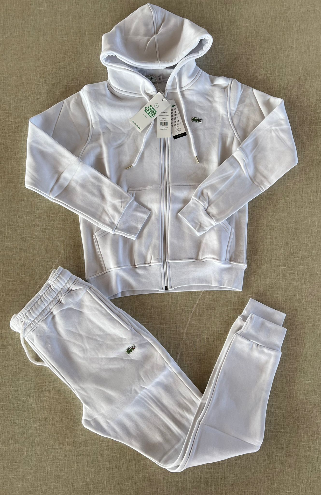 Chandal Lacoste blanco logo verde