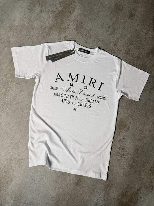 Camiseta Amiri blanco logo negro letras