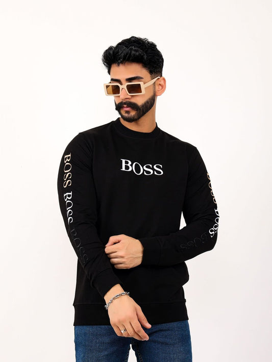 Sudadera Hugo Boss negro logo blanco