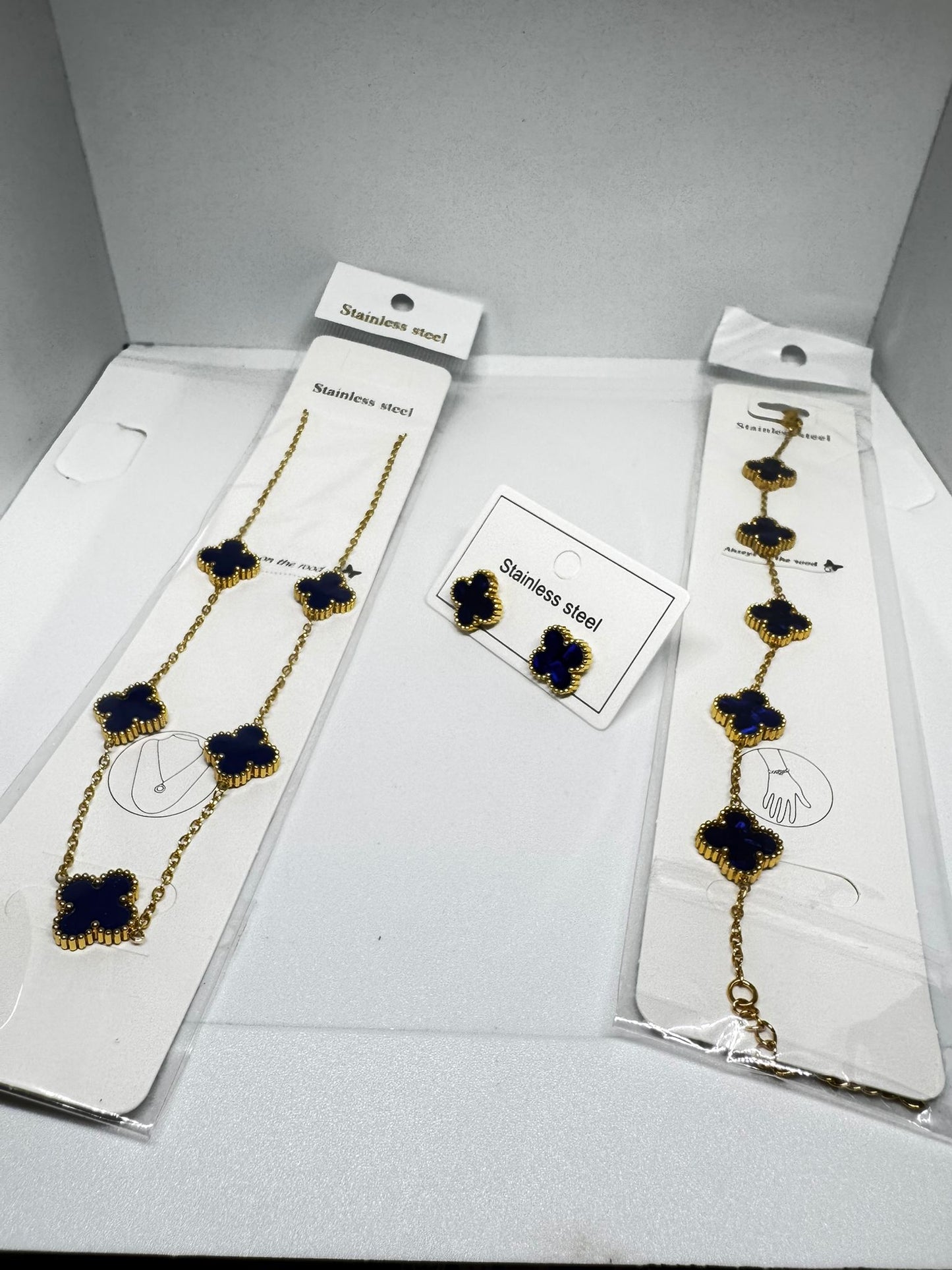 Pack de 3 Collares azul y dorado