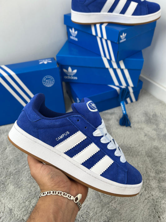 Adidas campus azul logo blanco