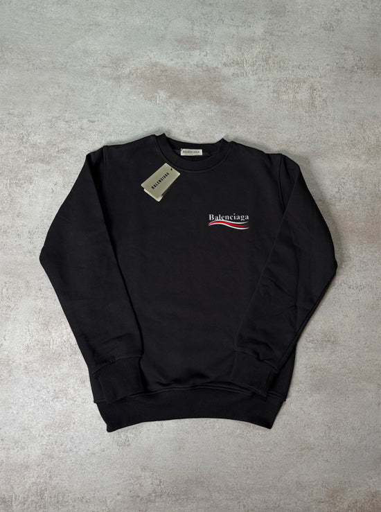 Sudadera BALENCIAGA negro logo blanco detalles rojos y blancos
