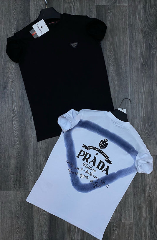 Camiseta Prada blanco logo negro