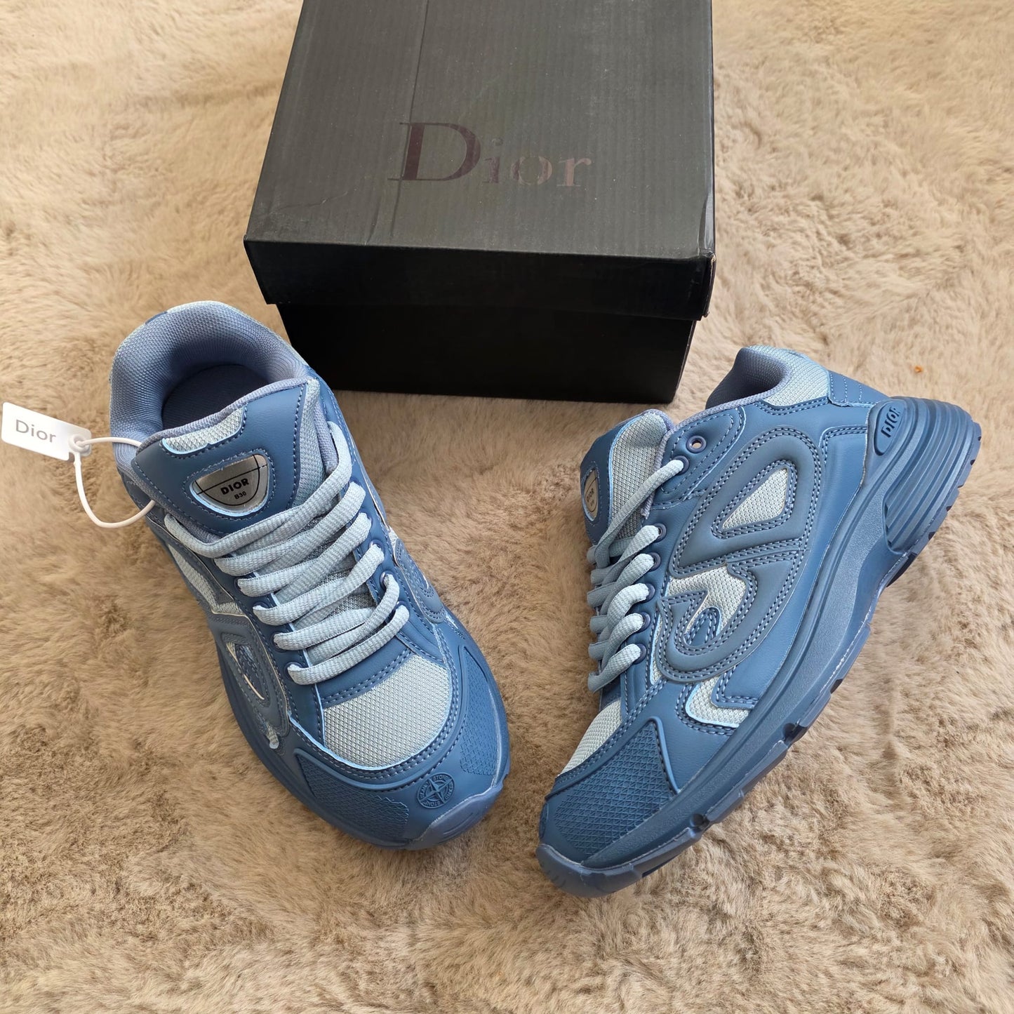 Dior B30 x Stone Island azules logo gris