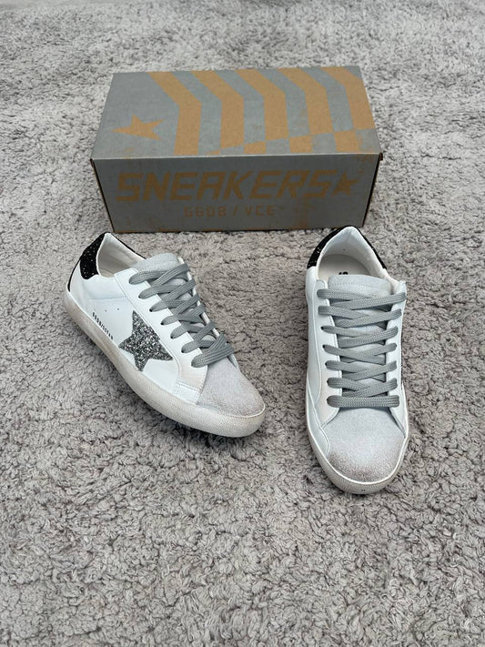 GOLDEN GOOSE BLANCAS LOGO PLATEADO BRILLANTE