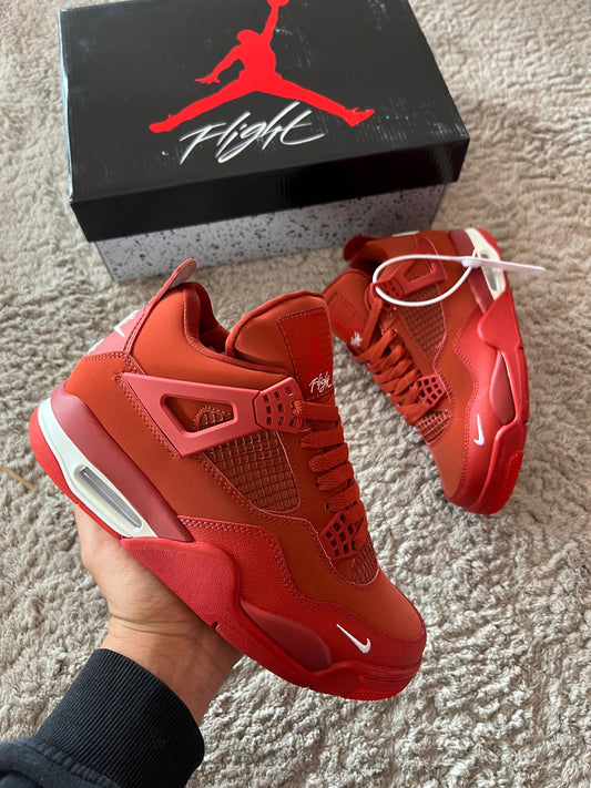 Jordan 4 rojas logo blanco