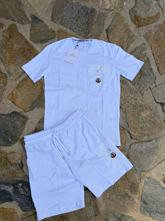 Conjunto corto moncler blanca bolsillo