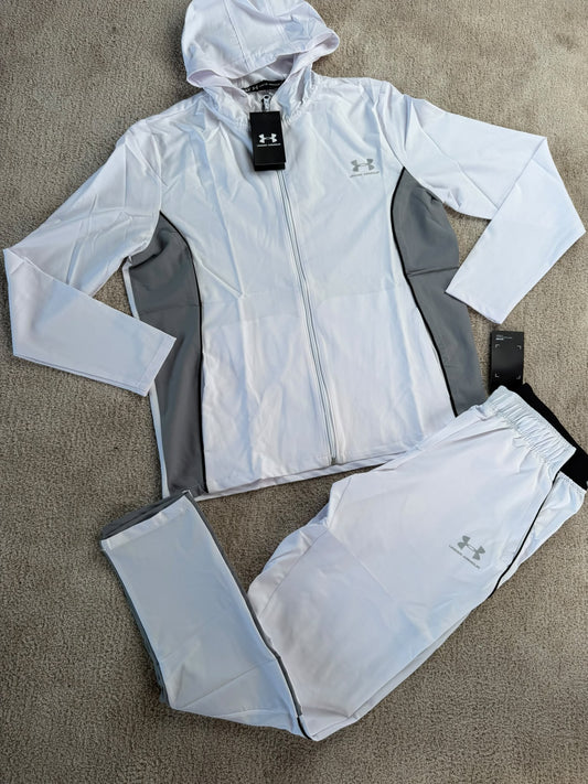 Chandal Under Armour blanco logo gris