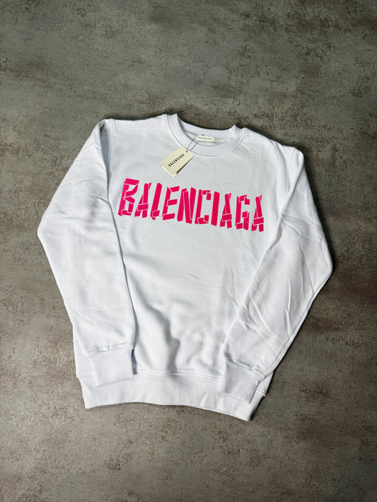 Sudadera BALENCIAGA blanco logo rosa