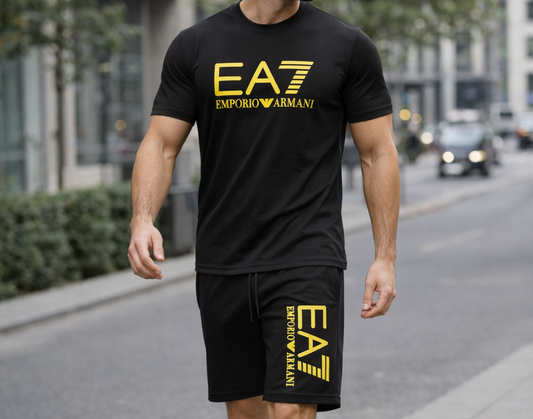 Conjunto armani negro logo dorado
