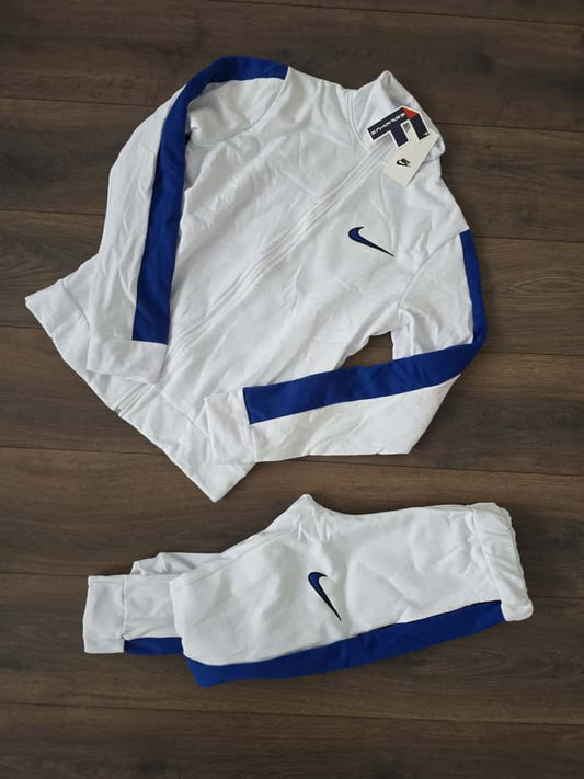 Chandal nike blanco azul logo grande espalda