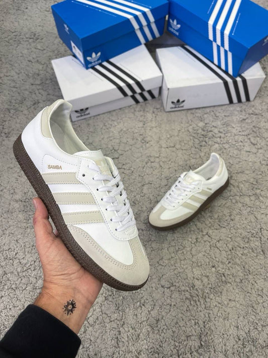 ADIDAS SAMBA BLANCA LOGO BEIGE