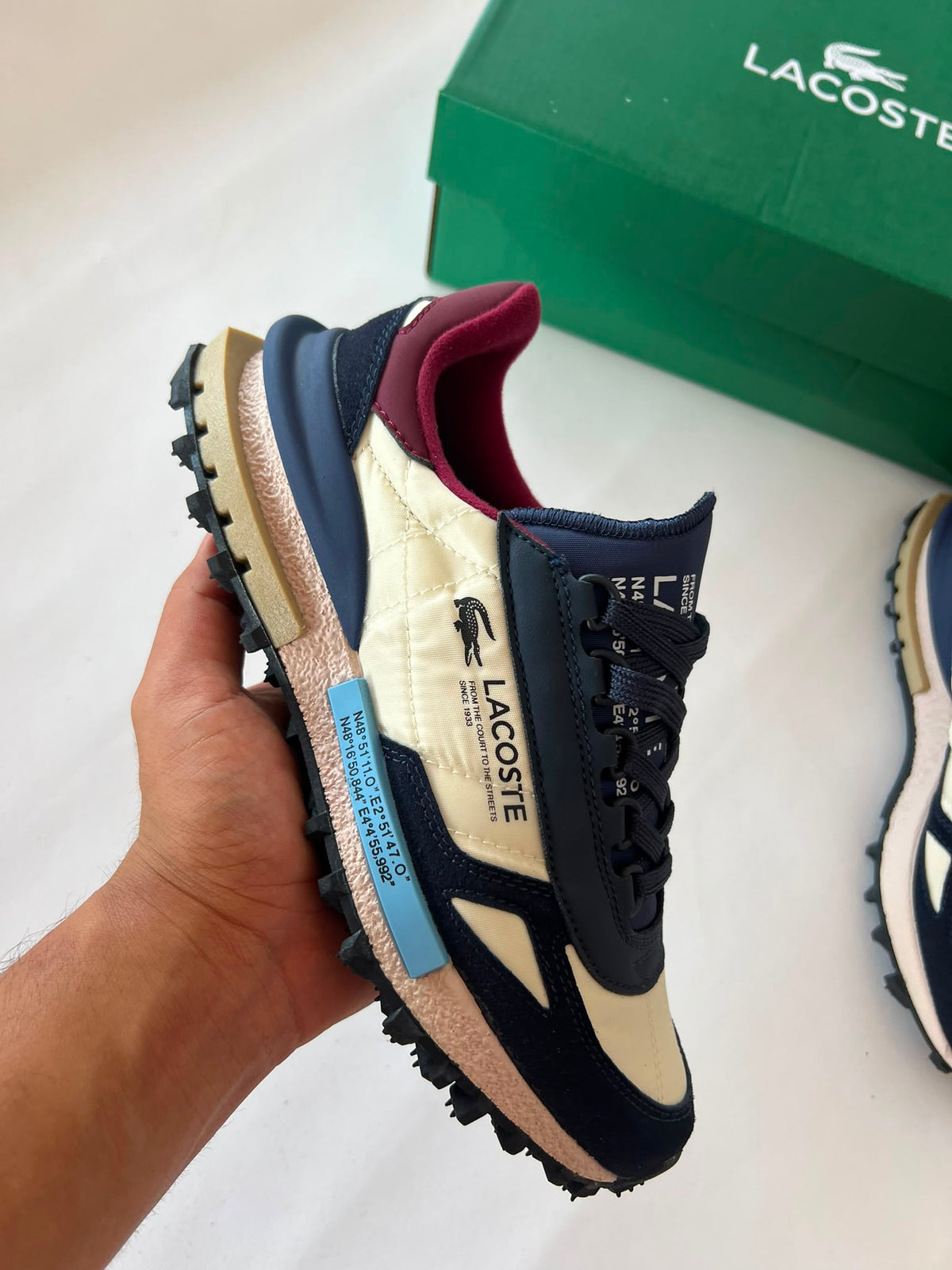 Zapatillas Lacoste Elite Active crema azul marino