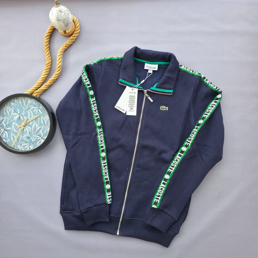 Chaqueta lacoste azul marino logo verde detalles verdes