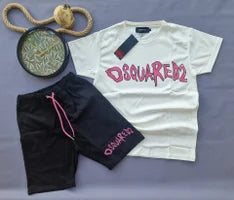 Conjunto DSQUARED2 blanco logo rosa