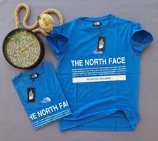 Camiseta north face azul logo blanco