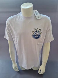 Camiseta Moncler oversize blanca logo azul y blanco