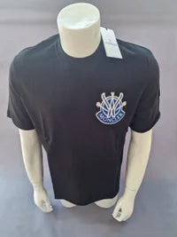 Camiseta Moncler oversize negra logo azul y blanco