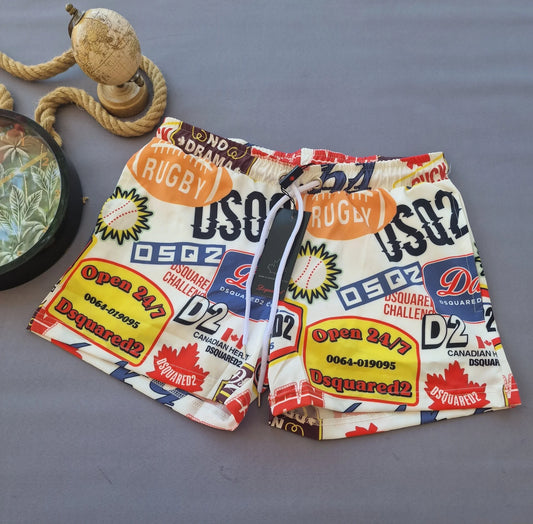 Bañador DSQUARED2 blanco logos grandes