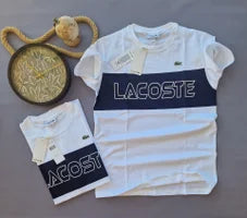 Camiseta lacoste blanco logo blanco detalles negro