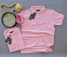 Polo Ralph Lauren rosa logo azul claro