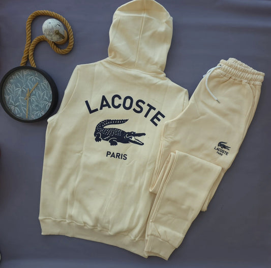 Chandal lacoste crema logo negro
