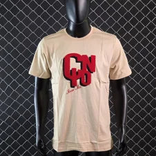 Camiseta DSQUARED2 crema logo rojo contorno negro