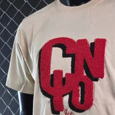 Camiseta DSQUARED2 crema logo rojo contorno negro