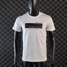 Camiseta DSQUARED2 blanco logo negro detalles rojos