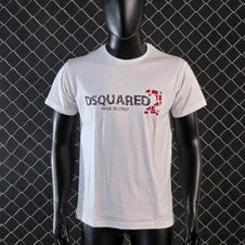 Camiseta DSQUARED2 blanco logo negro detalles rojos