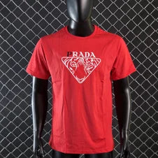 Camiseta prada rojo detalles blancos