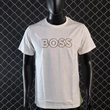 Camiseta hugo boss blanco logo negro contorno