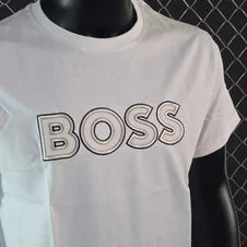 Camiseta hugo boss blanco logo negro contorno