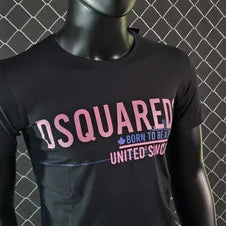Camiseta DSQUARED2 negro logo rosa y azul