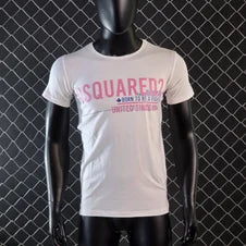 Camiseta DSQUARED2 blanco logo rosa y azul