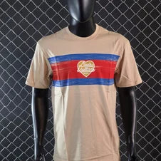 Camiseta LV beige detalles rojos y azules