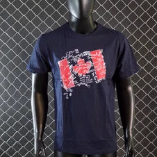 Camiseta DSQUARED2 azul marino logo bandera detalles blancos