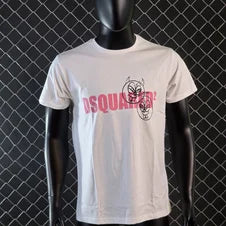 Camiseta DSQUARED2 blanco logo rosa caras