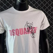 Camiseta DSQUARED2 blanco logo rosa caras