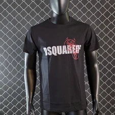 Camiseta DSQUARED2 negra logo blanco caras