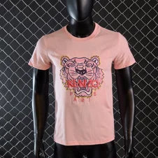 Camiseta Kenzo rosa logo azul logo rosa